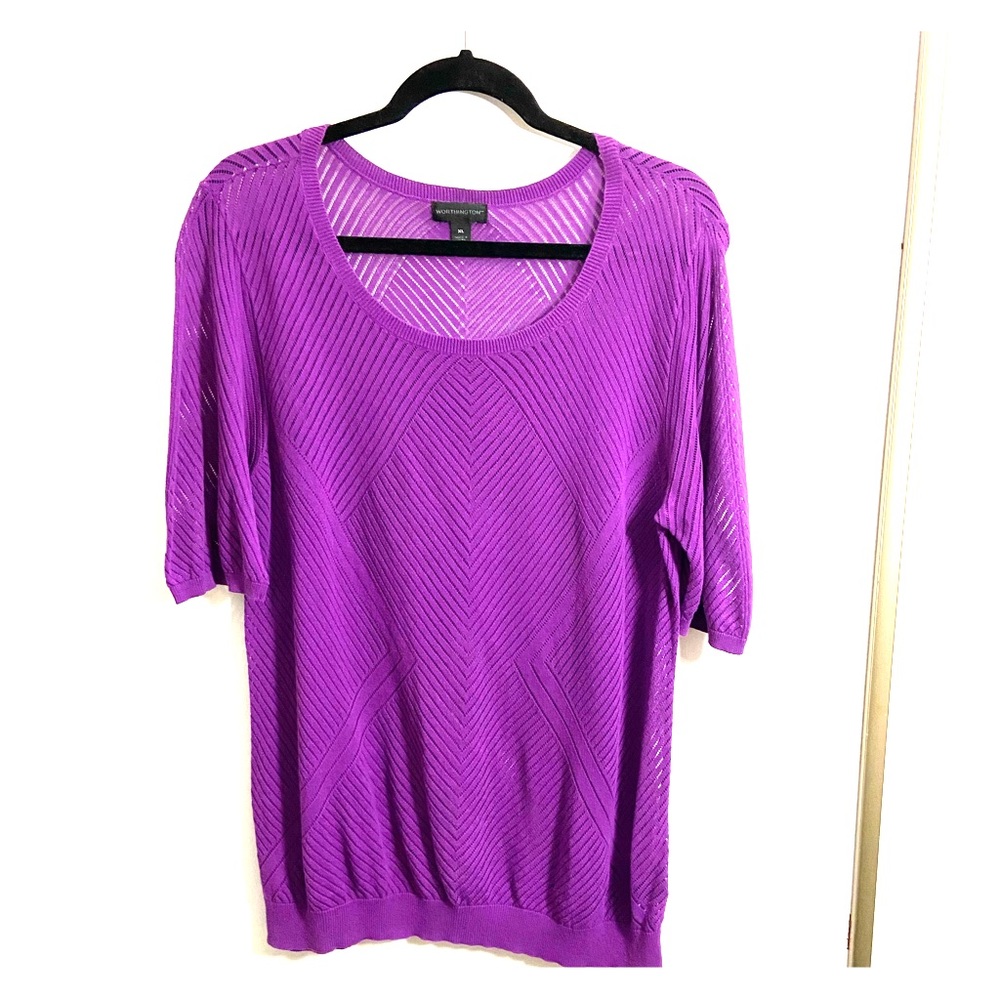 Worthington Size XL Purple See Through Blouse